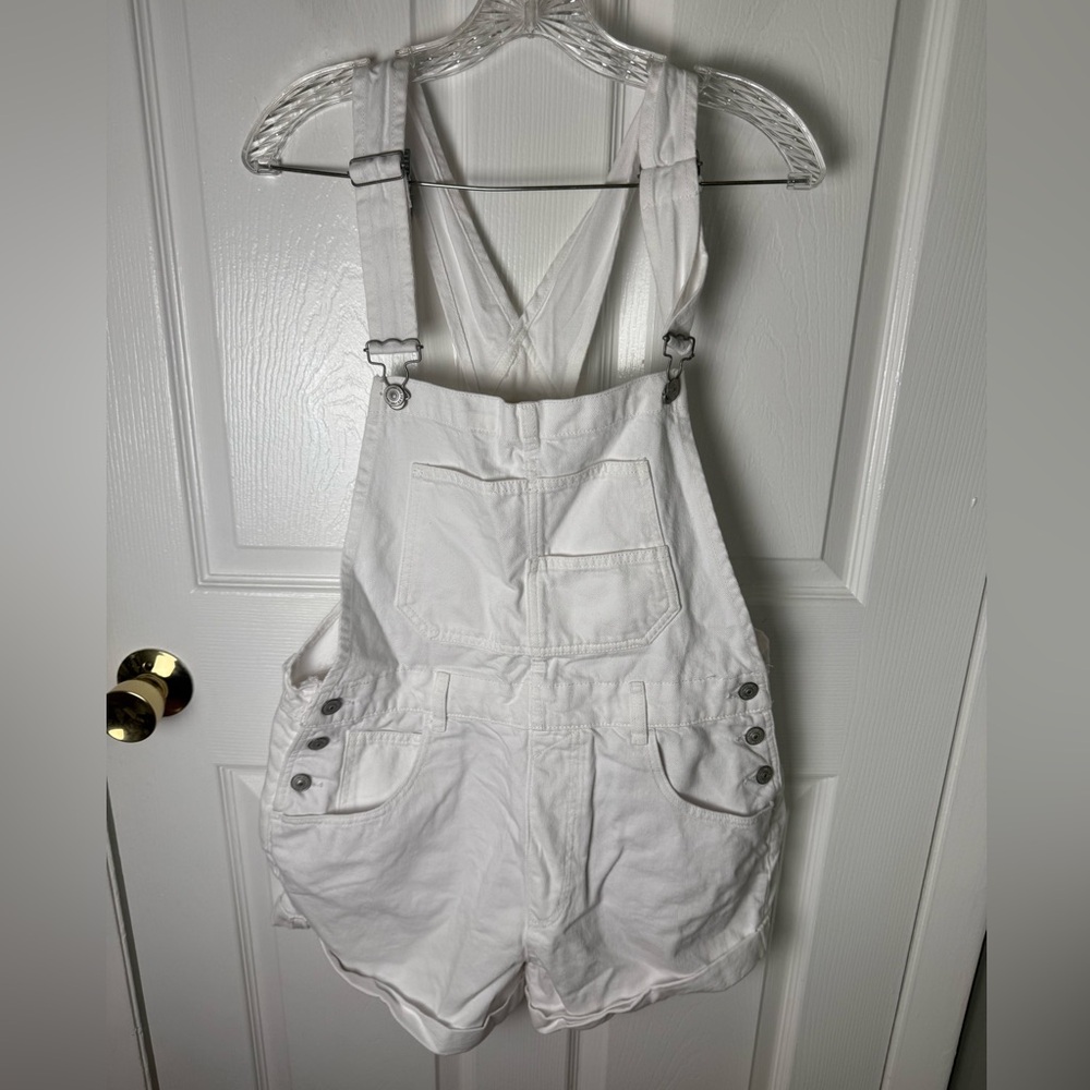 Free People Ziggy Denim Shortalls in Optic White M NEW - Picture 2 of 8